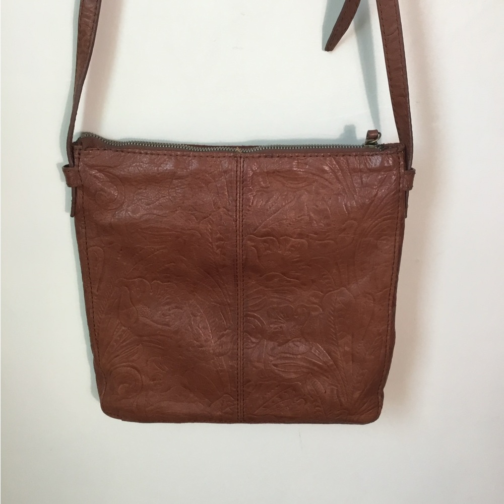 American Leather Co. Tooled With Flowers Crossbody - Picture 3 of 5